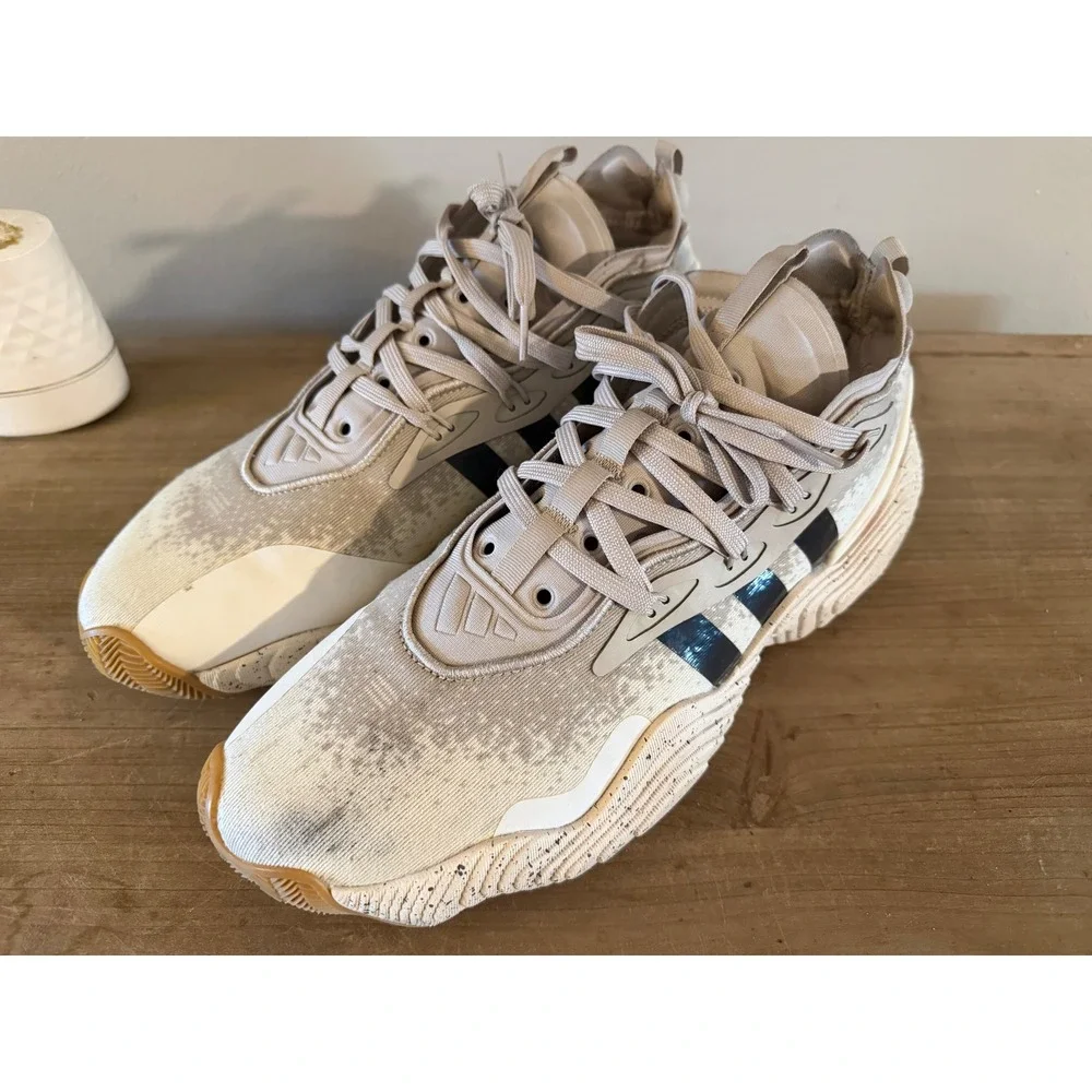 Adidas Trae Young 3 Basketball Shoes‎ Off White Tan Navy IF5602 Mens 11.5